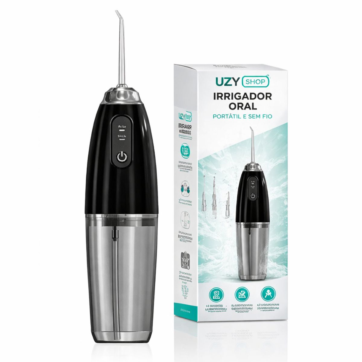 Irrigador Oral Fio Dental 220ml Recarregável Portatil 3 Modos Bucal 4 Bicos