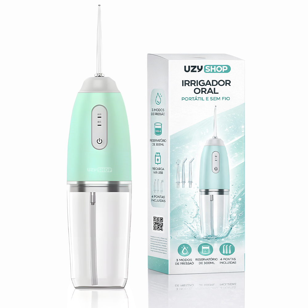 Irrigador Oral Fio Dental 220ml Recarregável Portatil 3 Modo