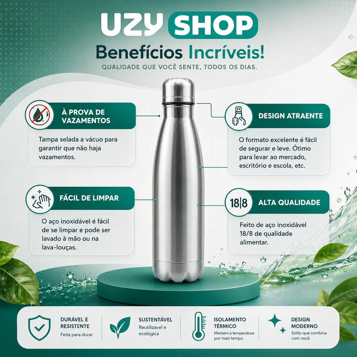 Garrafa Térmica 500 ml Inox 304 com Parede Dupla