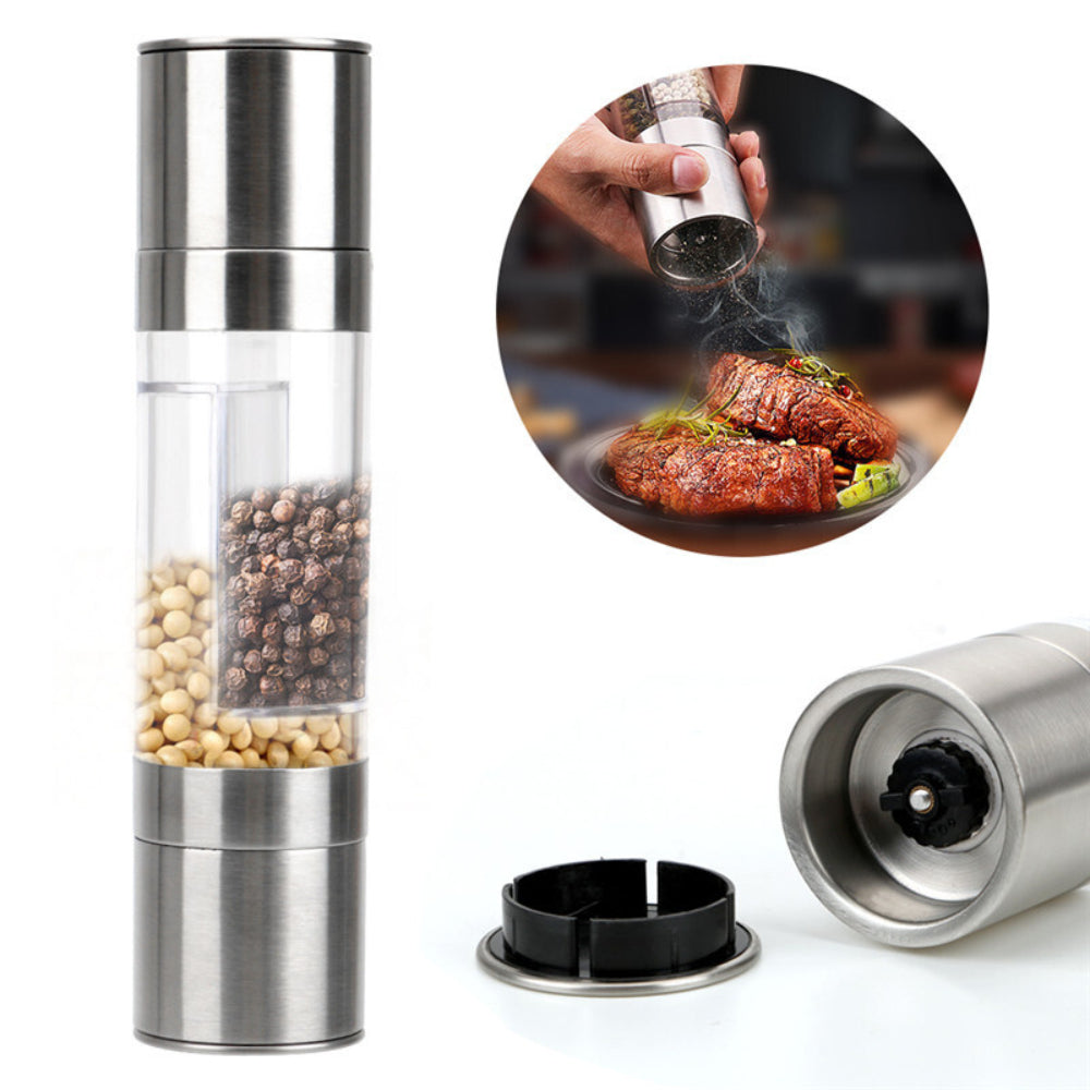 Moedor Sal e Pimenta Manual Duplo Gourmet Manual 2 Em 1 Aço Inox GourmetGrind - Uzy Shop