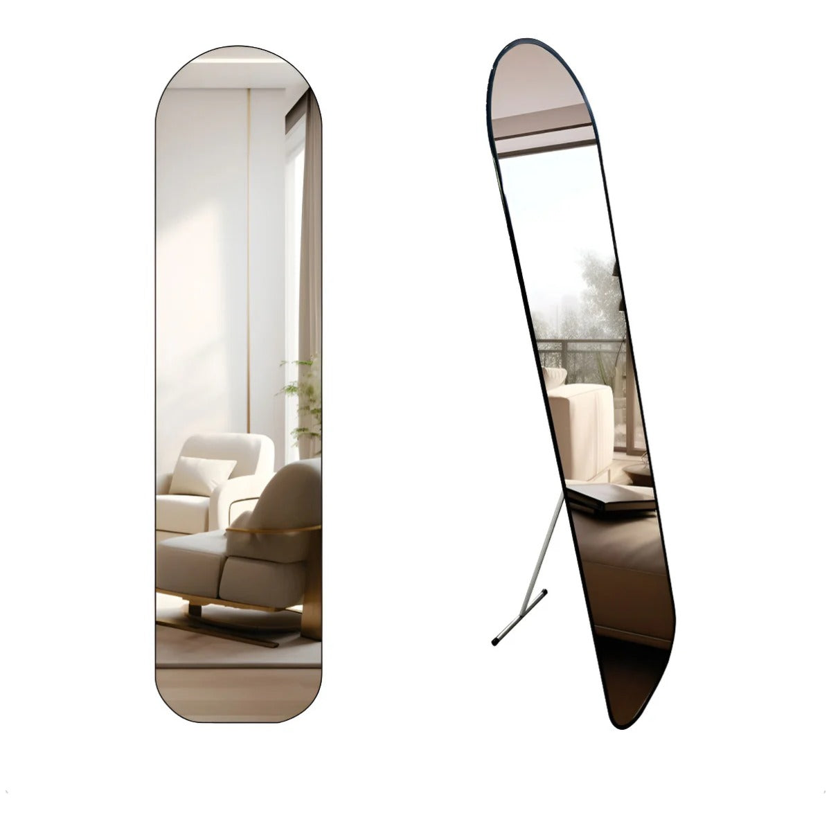 Espelho Capela 146x36cm com Suporte de Chão e Parede Moldura Colorida