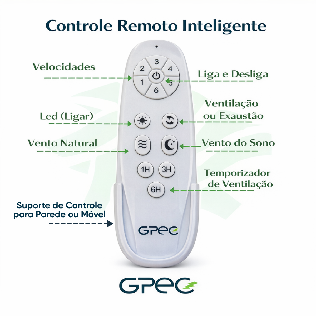 Ventilador de Teto LED Retrátil 46cm 6 Velocidades Controle  - Imagem 5