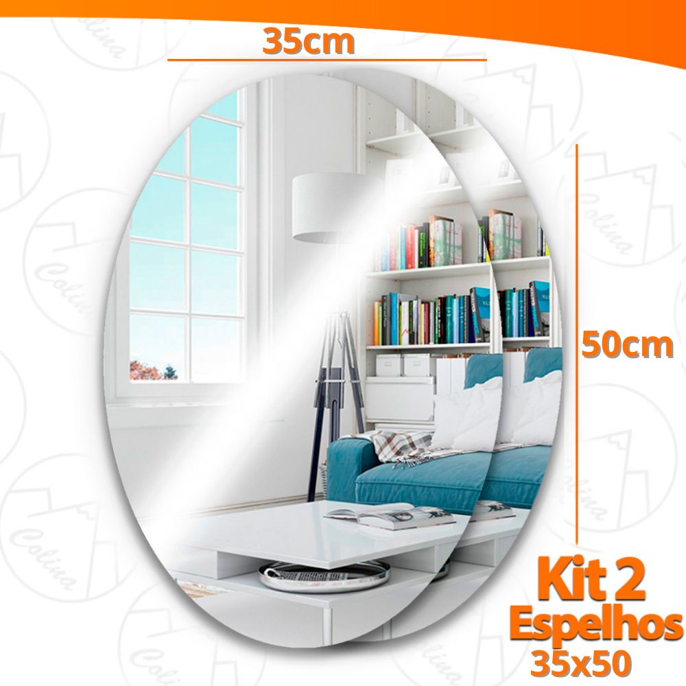 Espelhos Adesivos Acrílico Oval e Retangular Diversos Tamanhos – Decoração Moderna e Versátil! - Uzy Shop