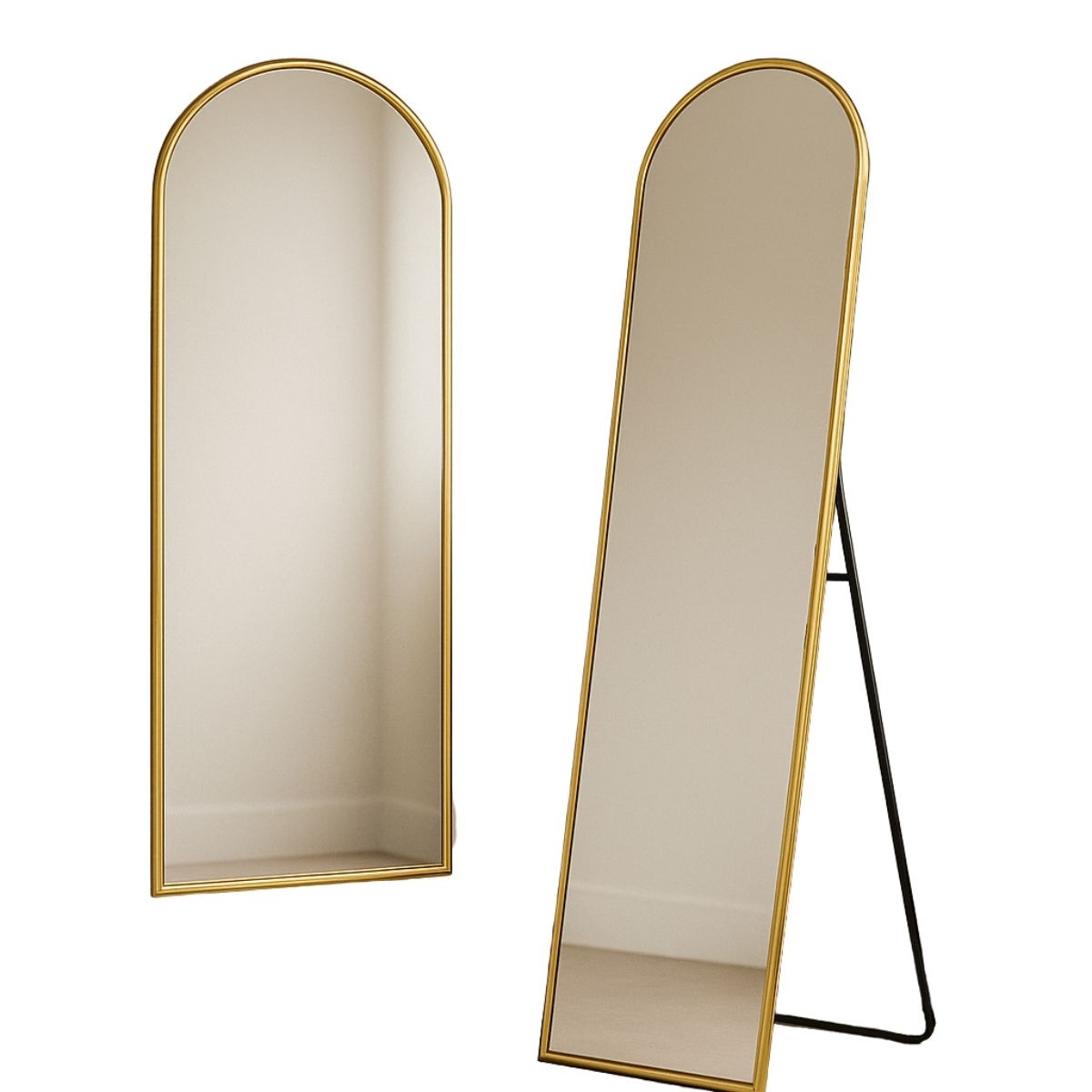 Espelho Corpo Inteiro 147x37 Cantos Arredondados Moldura Preta, Prata ou Dourado