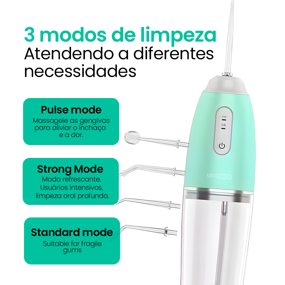 Irrigador Oral Fio Dental 220ml Recarregável Portatil 3 Modo - Imagem 4