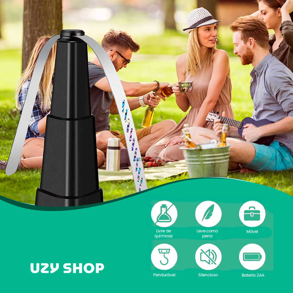 Ventilador Repelente de Mesa Retrátil Preto 8cm –  Refresque e Proteja!