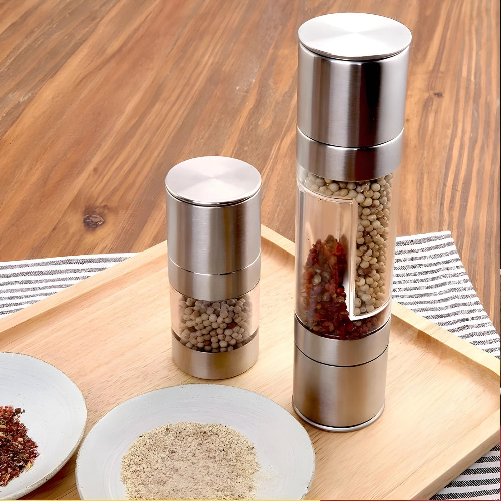 Moedor Sal e Pimenta Manual Duplo Gourmet Manual 2 Em 1 Aço Inox GourmetGrind - Uzy Shop
