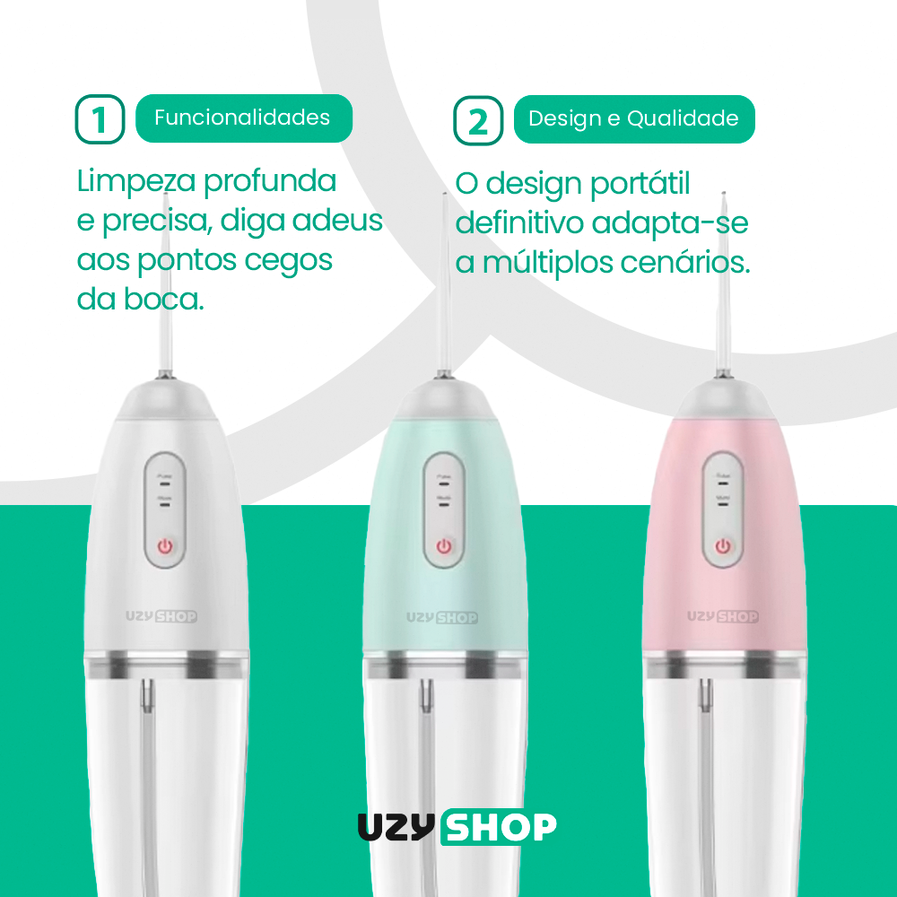 Irrigador Oral Fio Dental 220ml Recarregável Portatil 3 Modo - Imagem 2