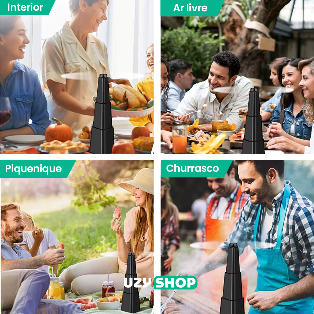 Ventilador Repelente de Mesa Retrátil Preto 8cm –  Refresque e Proteja!