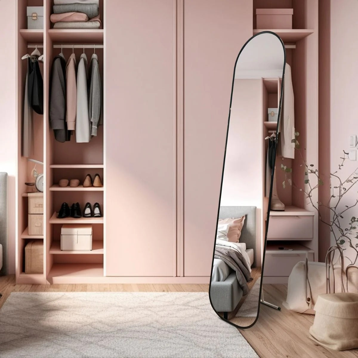 Espelho Capela 146x36cm com Suporte de Chão e Parede Moldura Colorida