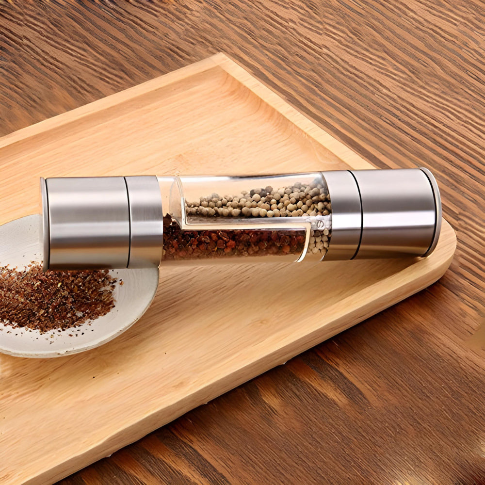 Moedor Sal e Pimenta Manual Duplo Gourmet Manual 2 Em 1 Aço Inox GourmetGrind - Uzy Shop