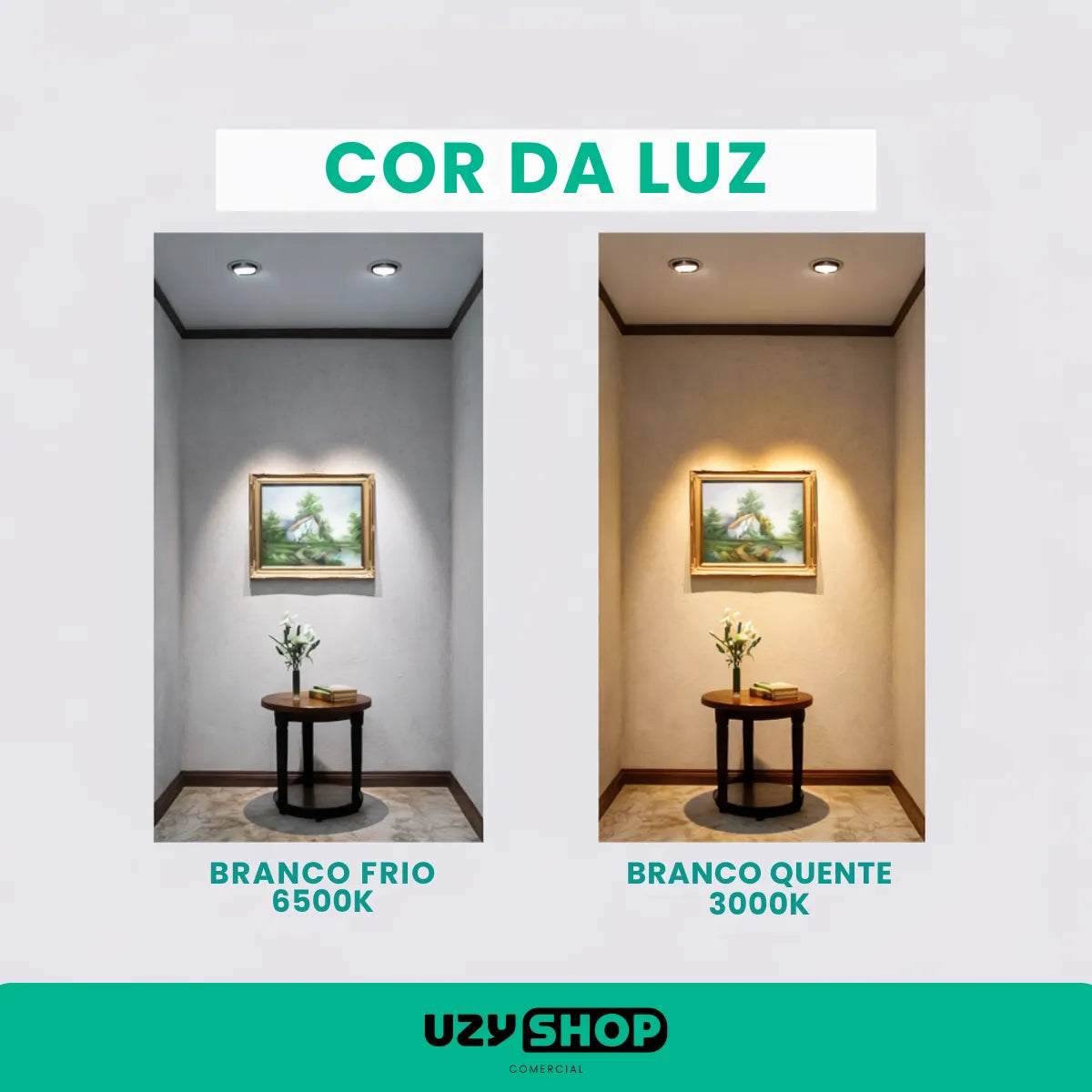 Spot LED 7W Quadrado Embutido Direcional Bivolt 3000K 6500K