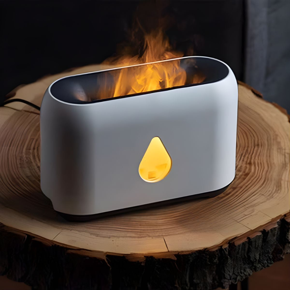 Umidificador Difusor de Ar Ultrassônico Chama Fogo Realista 200ml USB Tipo-C