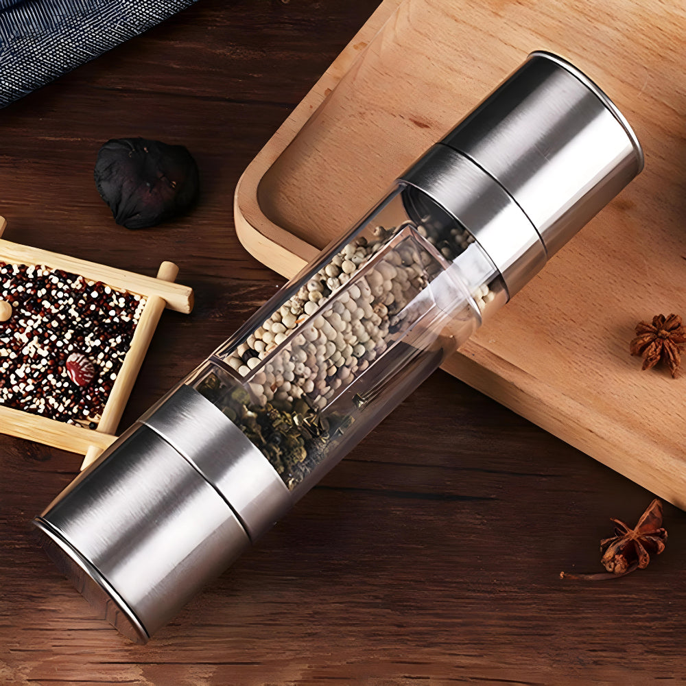 Moedor Sal e Pimenta Manual Duplo Gourmet Manual 2 Em 1 Aço Inox GourmetGrind - Uzy Shop
