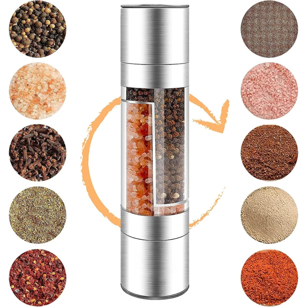 Moedor Sal e Pimenta Manual Duplo Gourmet Manual 2 Em 1 Aço Inox GourmetGrind - Uzy Shop