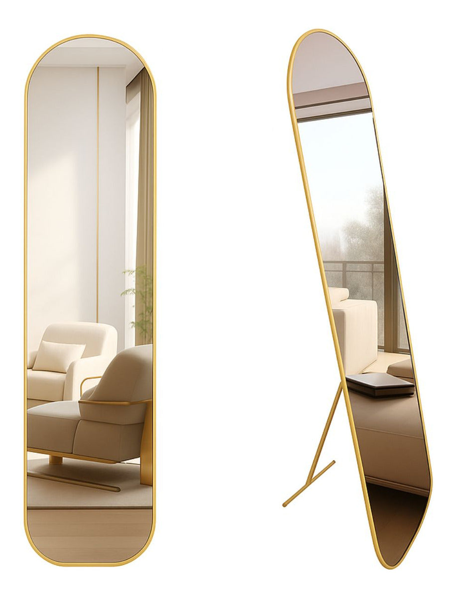 Espelho Capela de Chão 146x36cm com Moldura Colorida – Design Orgânico e Moderno