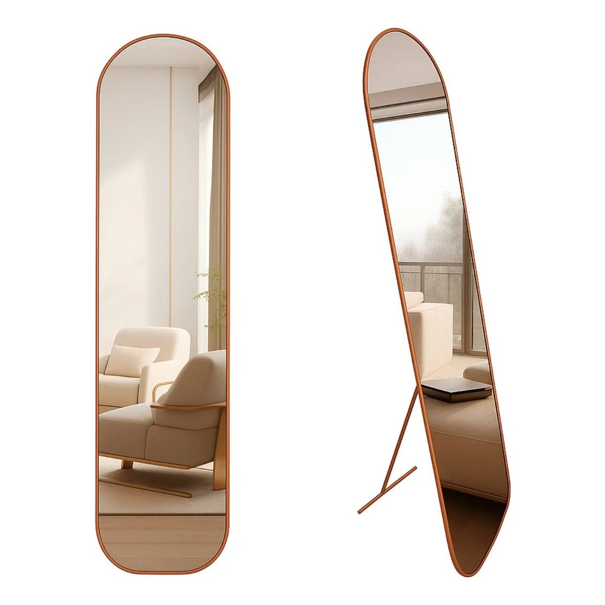 Espelho Capela 146x36cm com Suporte de Chão e Parede Moldura Colorida