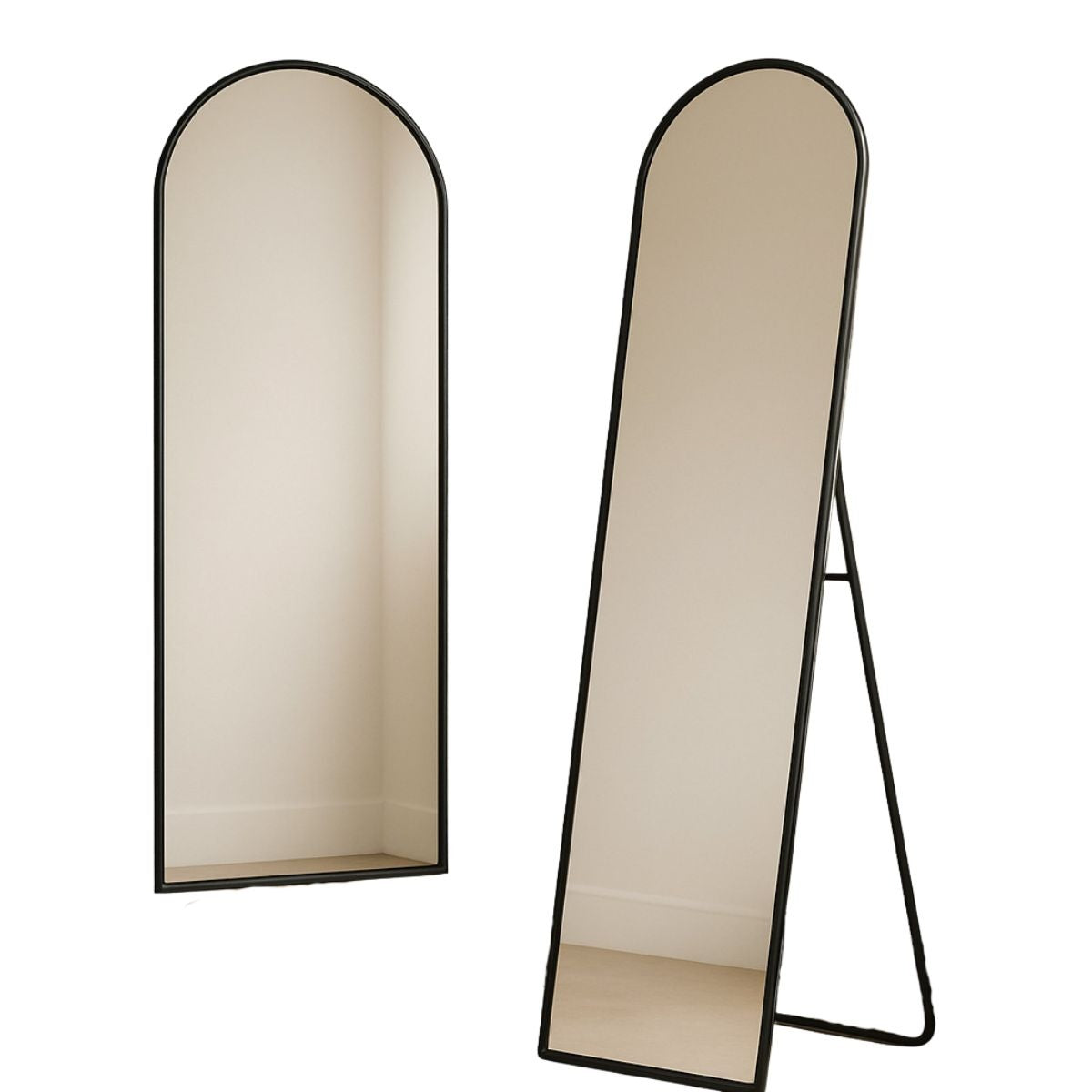 Espelho Corpo Inteiro 147x37 Cantos Arredondados Moldura Preta, Prata ou Dourado