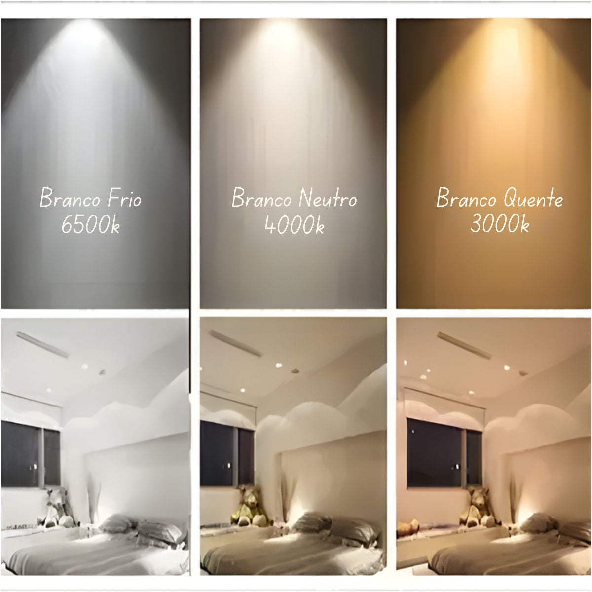 Spot LED Recuado 6W Quadrado Branco Embutir Anti-ofuscante Bivolt