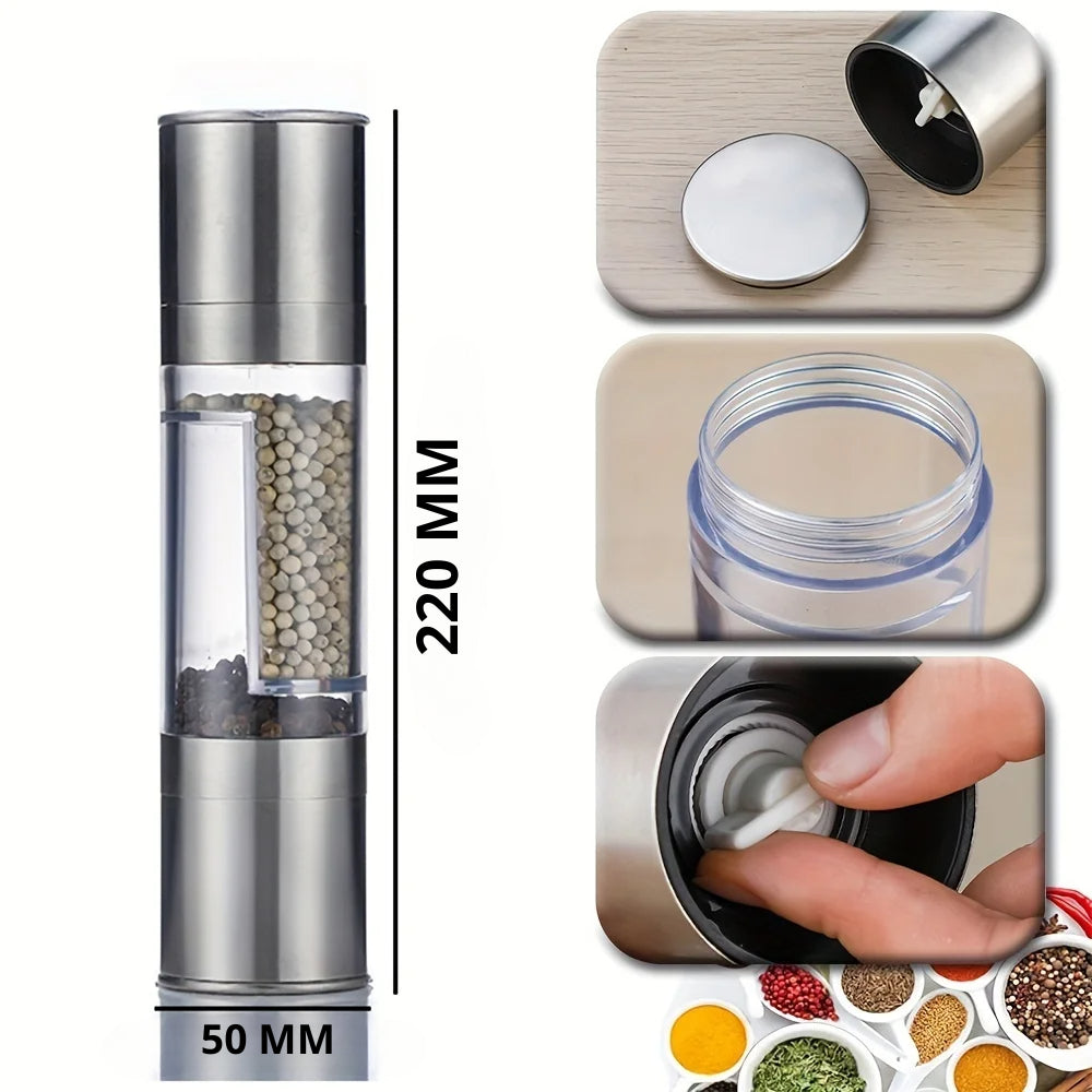 Moedor Sal e Pimenta Manual Duplo Gourmet Manual 2 Em 1 Aço Inox GourmetGrind - Uzy Shop