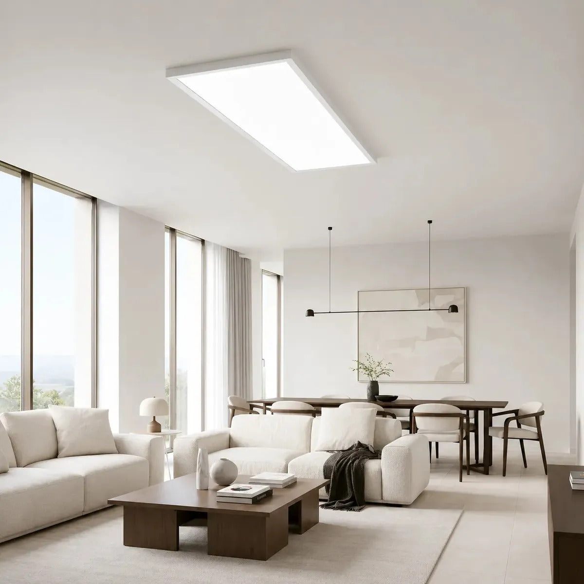 Painel Luminária 120x30cm Plafon Retangular Led Sobrepor 48w 6500k Bivolt