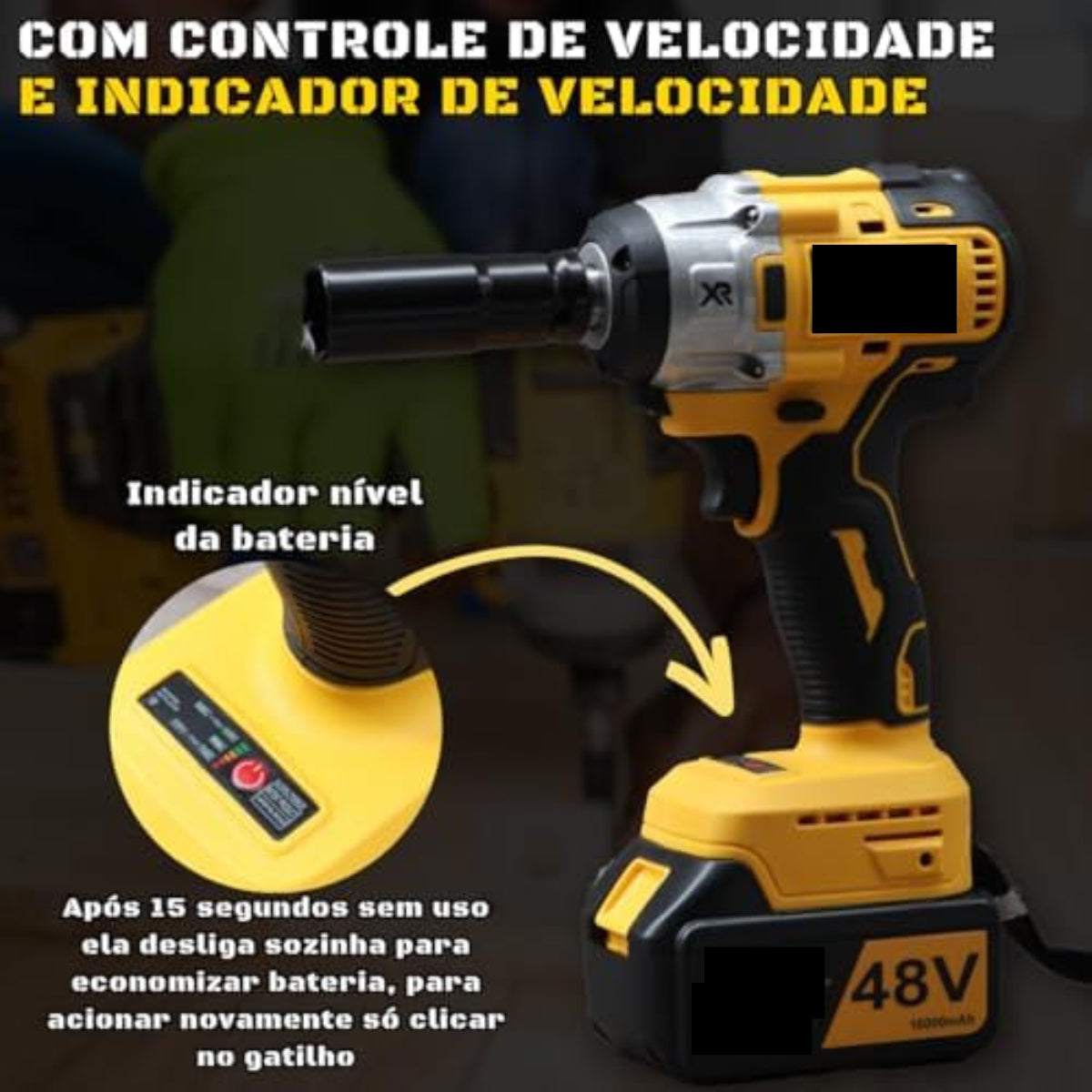 Parafusadeira Furadeira E Chave De Impacto Sem Fio 48v 2 Bat - Uzy Shop