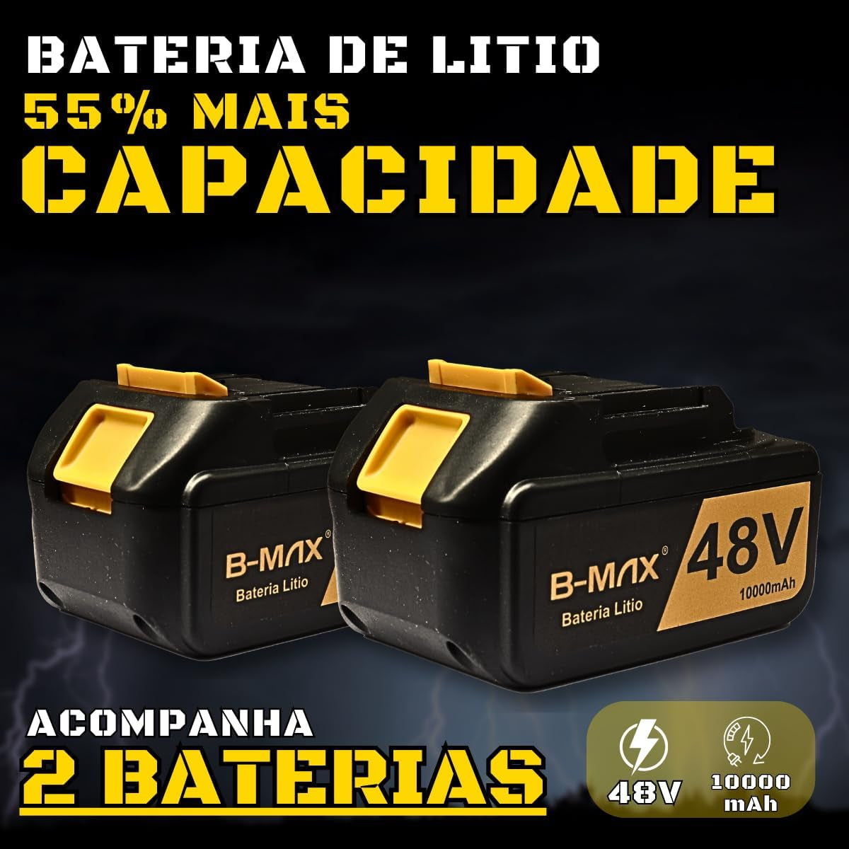 Parafusadeira Furadeira E Chave De Impacto Sem Fio 48v 2 Bat - Uzy Shop