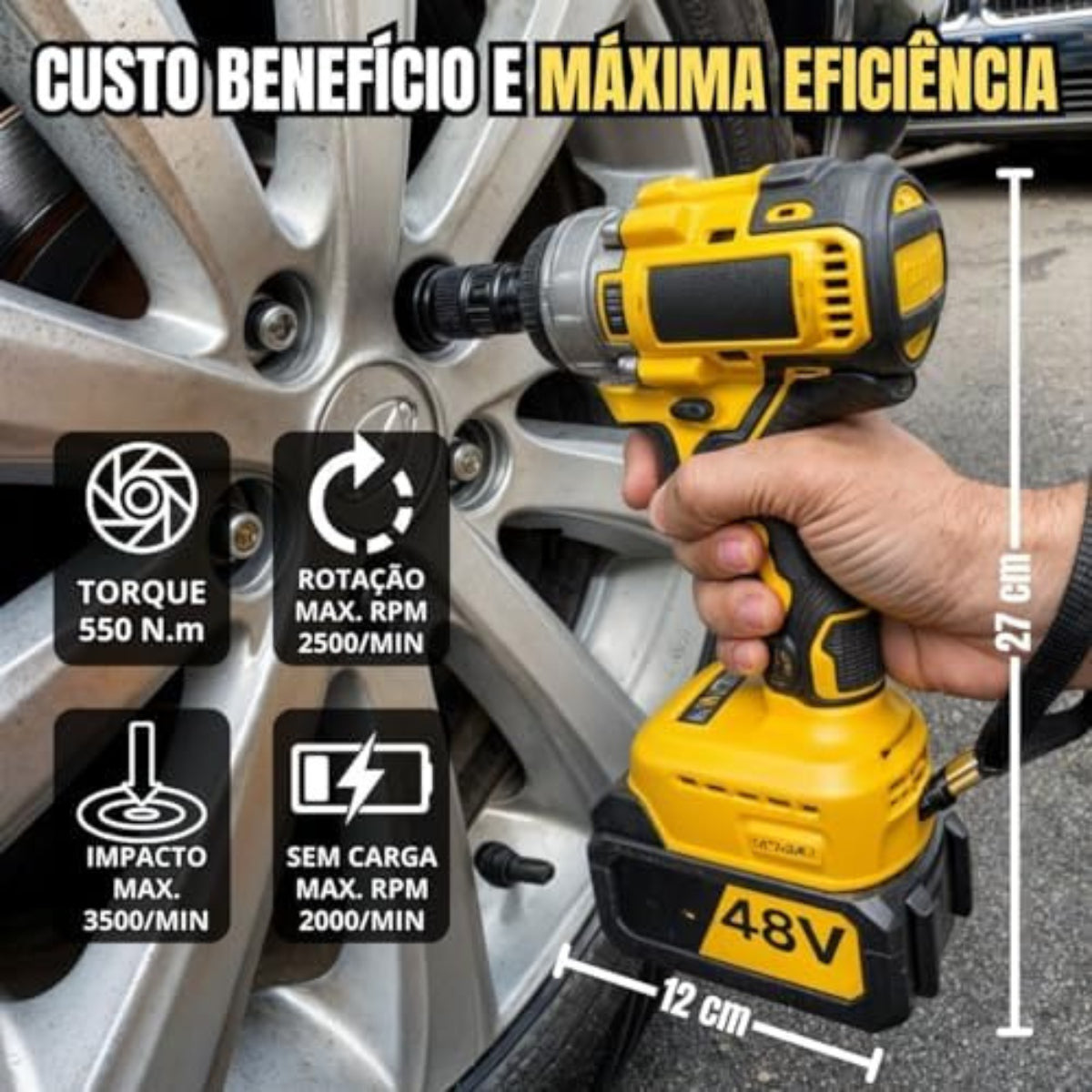 Parafusadeira Furadeira E Chave De Impacto Sem Fio 48v 2 Bat - Uzy Shop