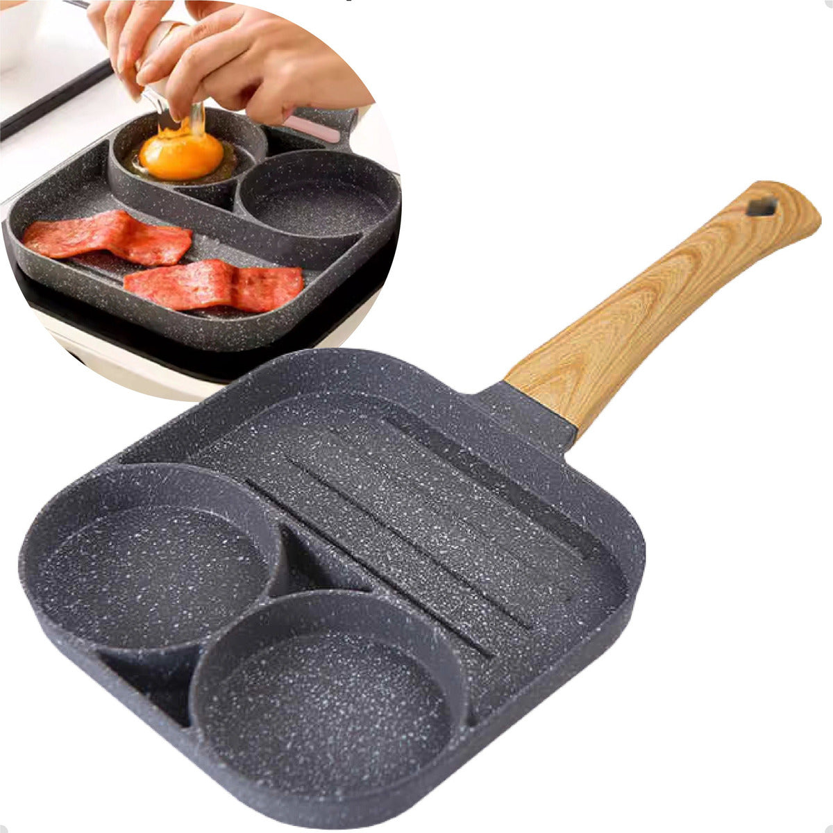 Frigideira Antiaderente 3 em 1 para Ovos, Hambúrguer e Panquecas 19cm Indução - Prática e Saudável - Uzy Shop