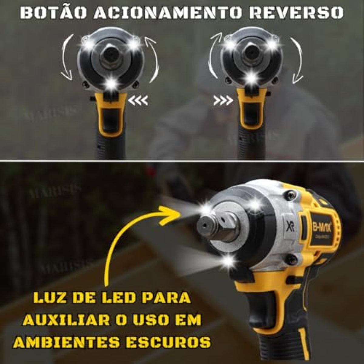 Parafusadeira Furadeira E Chave De Impacto Sem Fio 48v 2 Bat - Uzy Shop
