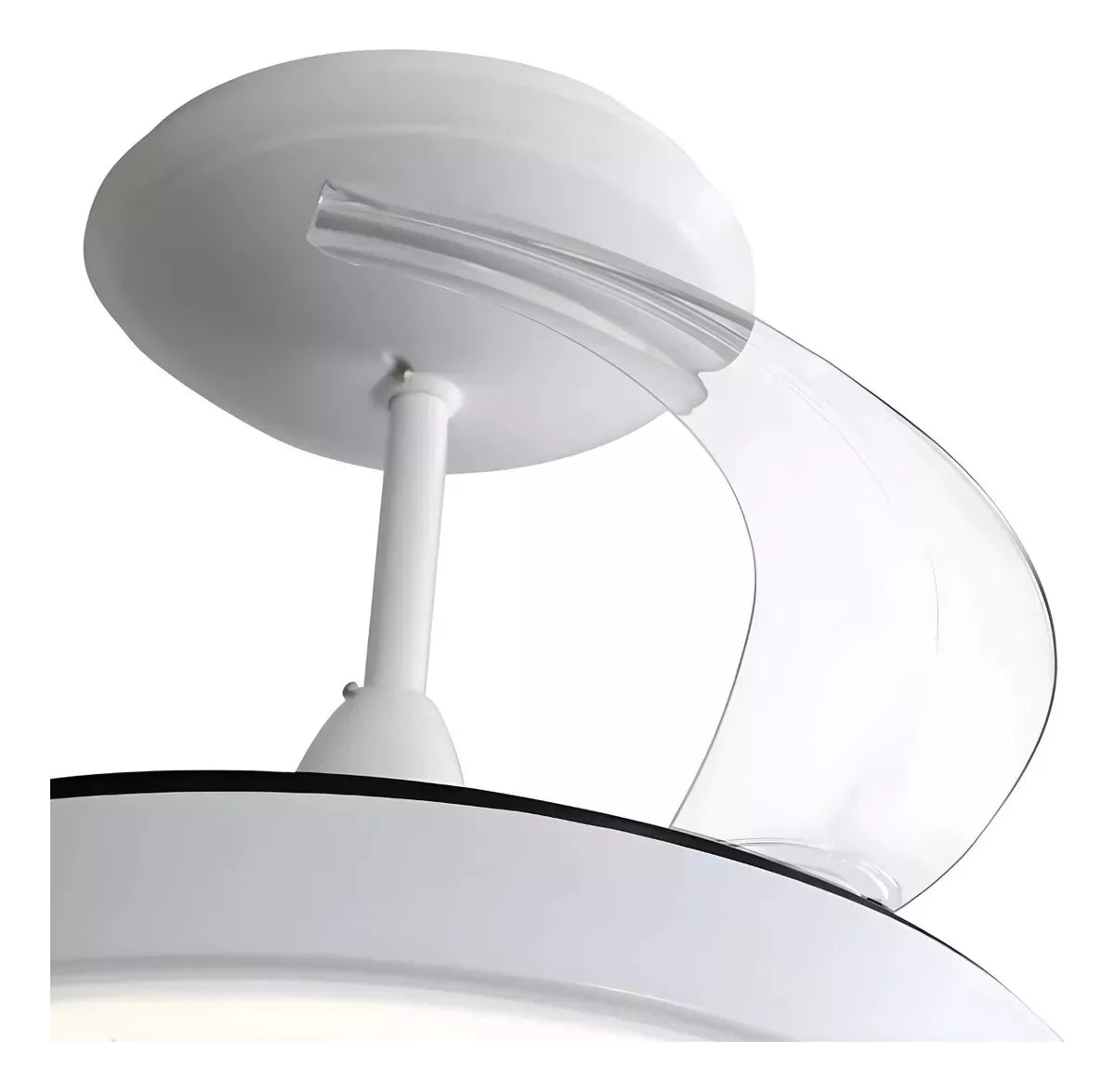Ventilador de Teto LED Retrátil 46cm 6 Velocidades Controle Remoto Bivolt Branco com Pás Transparentes - Conforto e Elegância - Uzy Shop