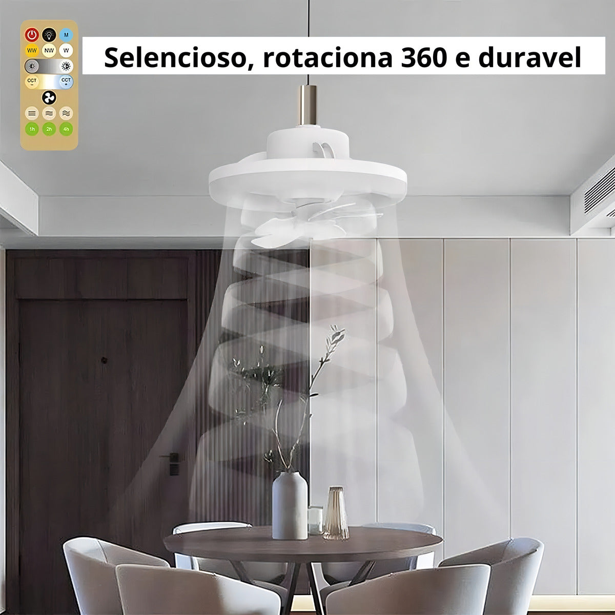 Ventilador De Teto Com Lâmpada Led Com Controle Remoto 3 Mod Diâmetro 230 Mm - Uzy Shop