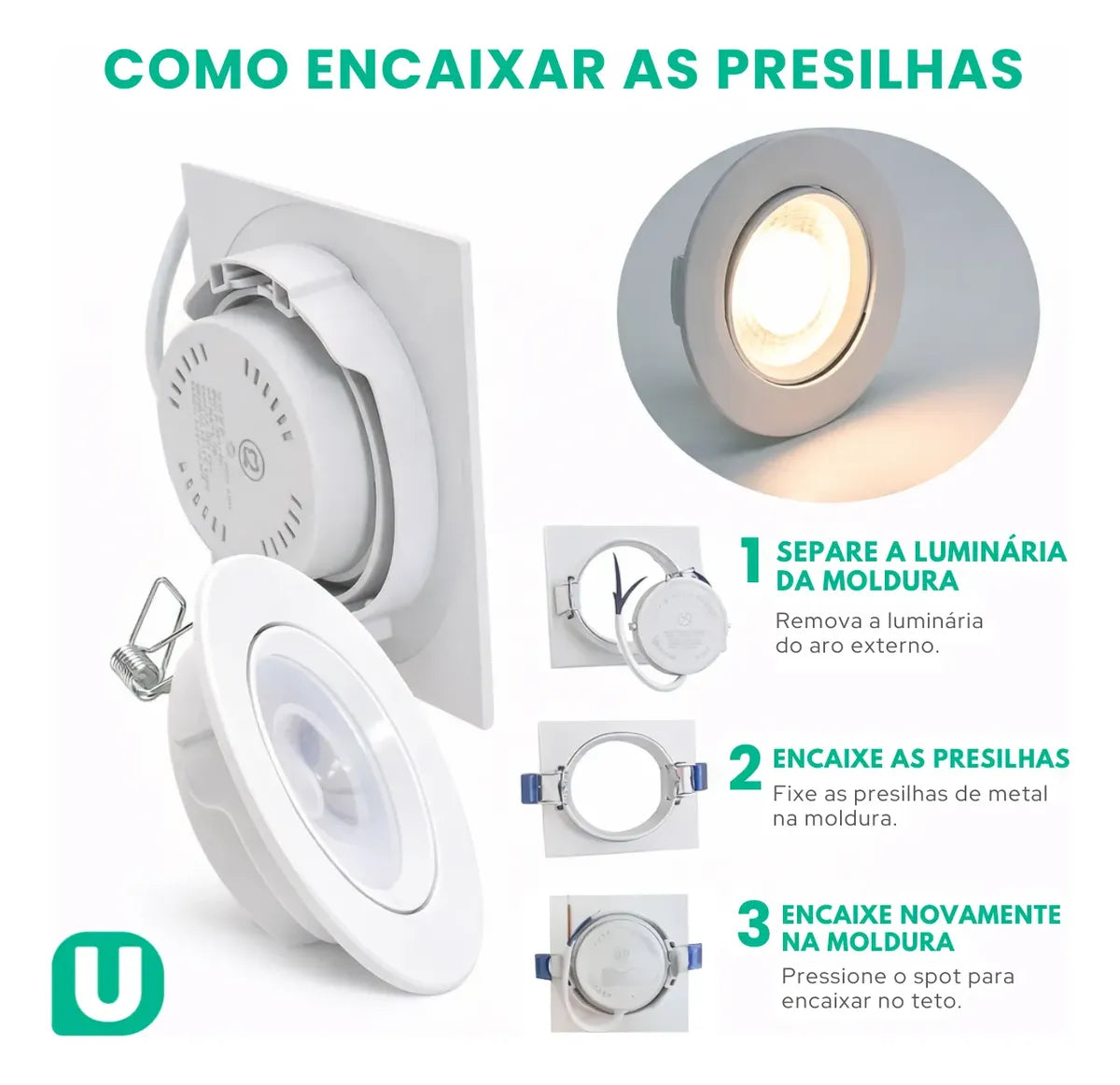 Spot LED 7W Quadrado Embutido Direcional Bivolt 3000K 6500K