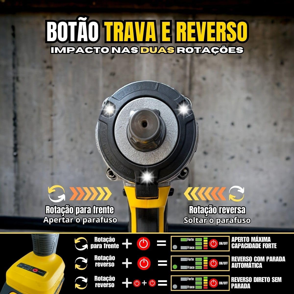 Parafusadeira Furadeira E Chave De Impacto Sem Fio 48v 2 Bat - Uzy Shop