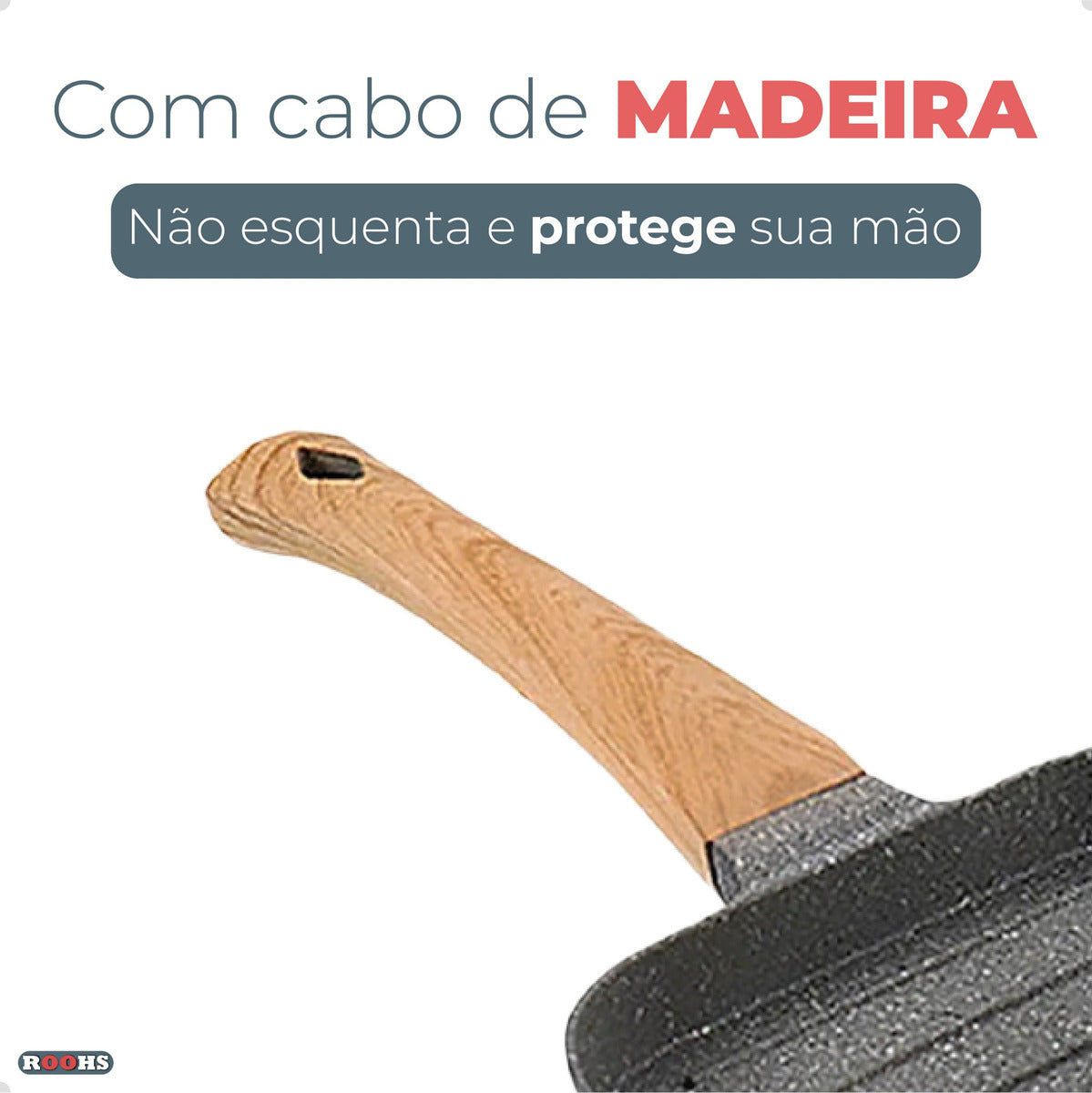 Frigideira Antiaderente 3 em 1 para Ovos, Hambúrguer e Panquecas 19cm Indução - Prática e Saudável - Uzy Shop