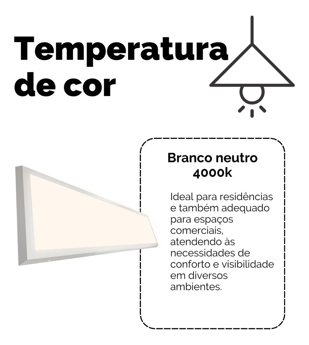 Painel Retangular Plafon 30x120 Sobrepor Luminária Br Neutro - Uzy Shop