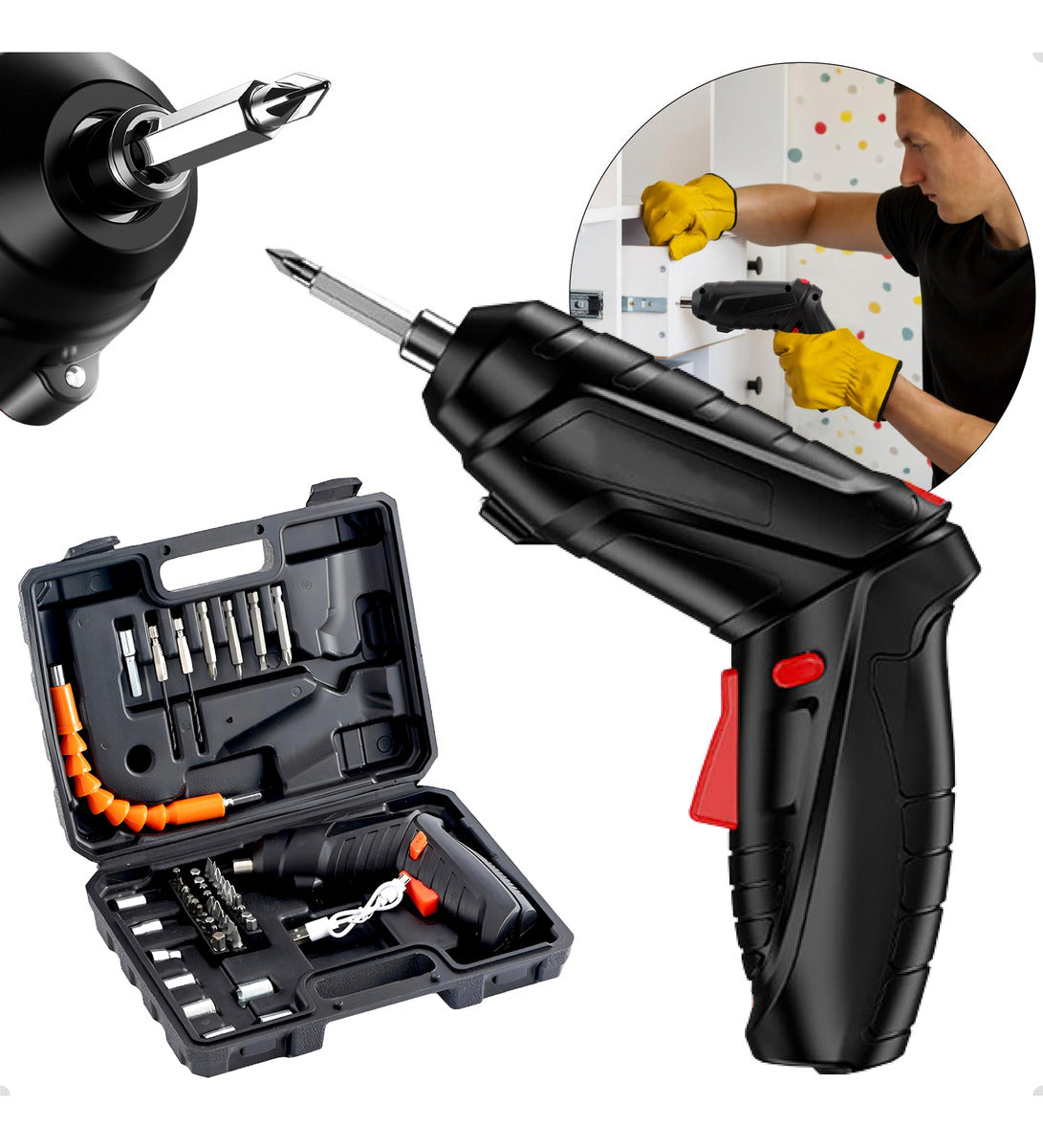 Mini Parafusadeira Furadeira Elétrica 2 Em 1 Maleta 45 Peças - Uzy Shop