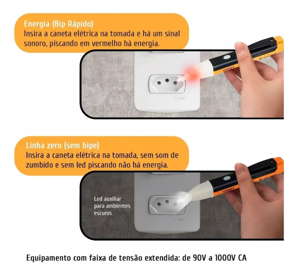 Caneta Teste Tensão 12-250v Elétrica Detectora Corrente Som