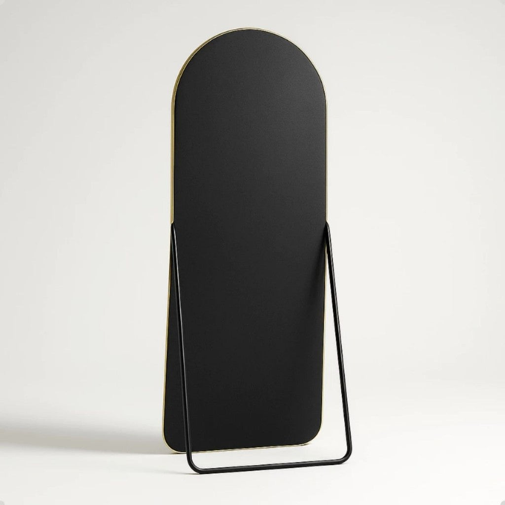 Espelho Corpo Inteiro 147x37 Cantos Arredondados Moldura Preta, Prata ou Dourado