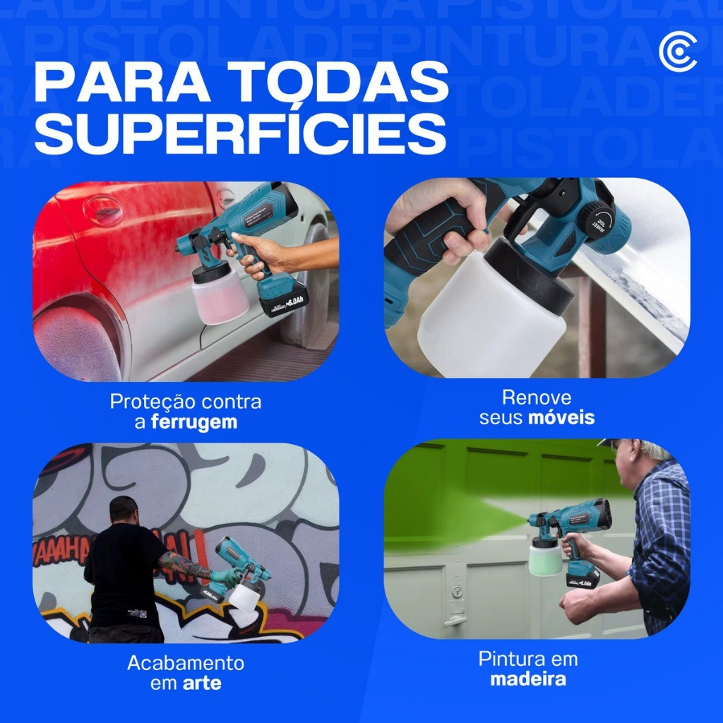 Pistola Pulverizadora 48V 400W 1000ml com 2 Baterias 1500mAh - Imagem 3