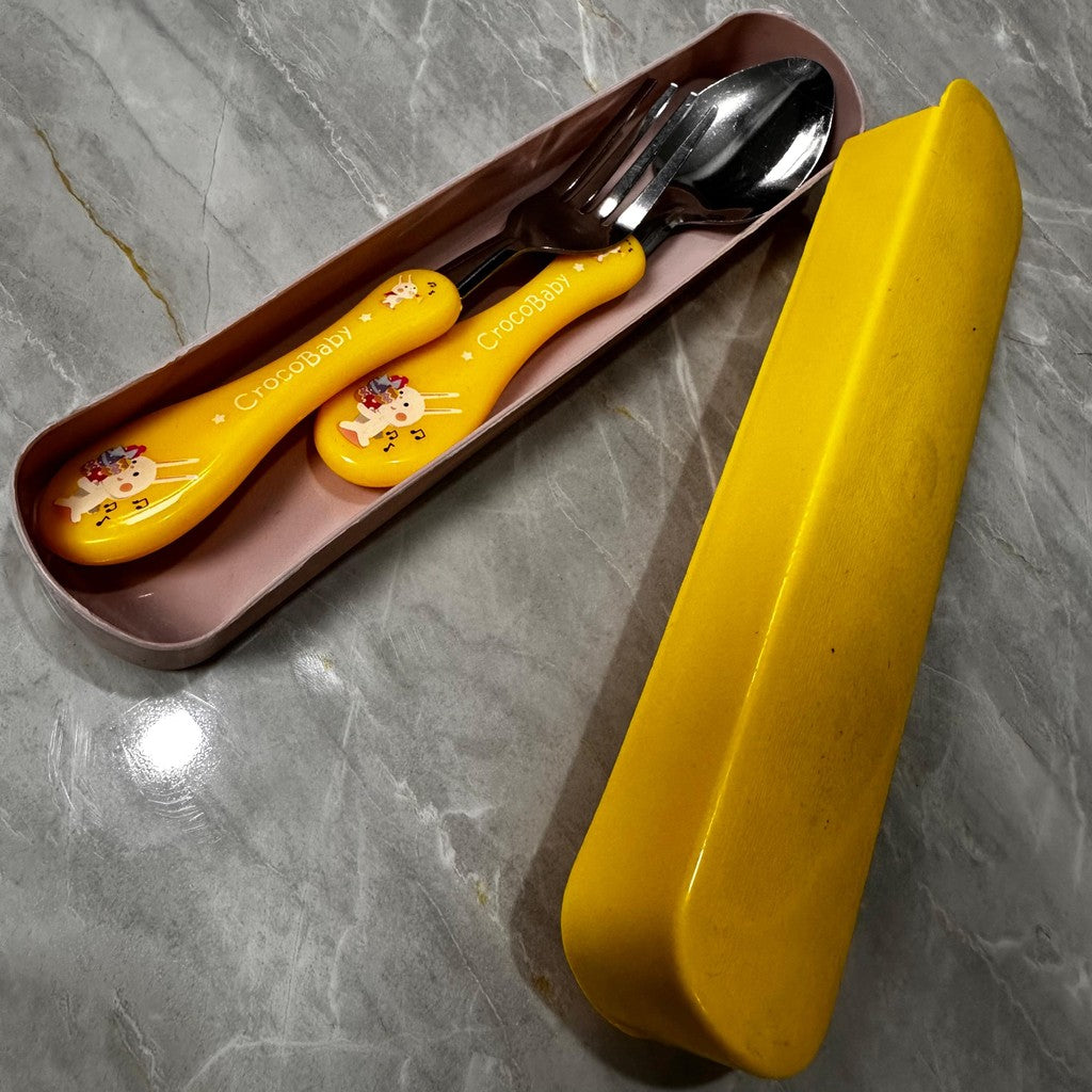 Kit Talheres Infantil Aço Inox 304 E Silicone Com Estojo