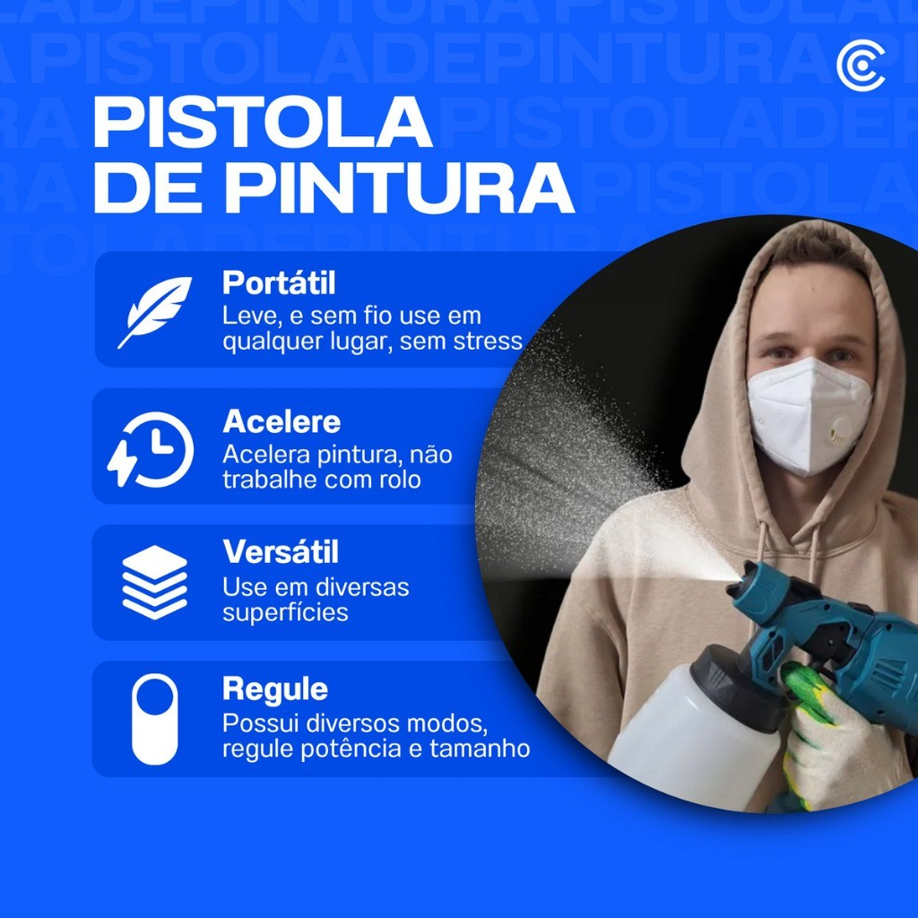 Pistola Pulverizadora 48V 400W 1000ml com 2 Baterias 1500mAh - Imagem 5