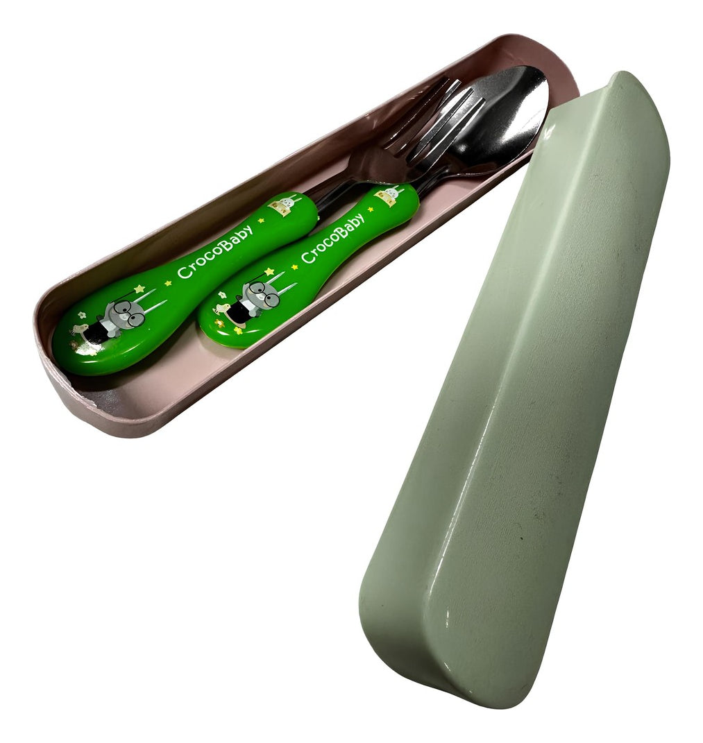 Kit Talheres Infantil Aço Inox 304 E Silicone Com Estojo