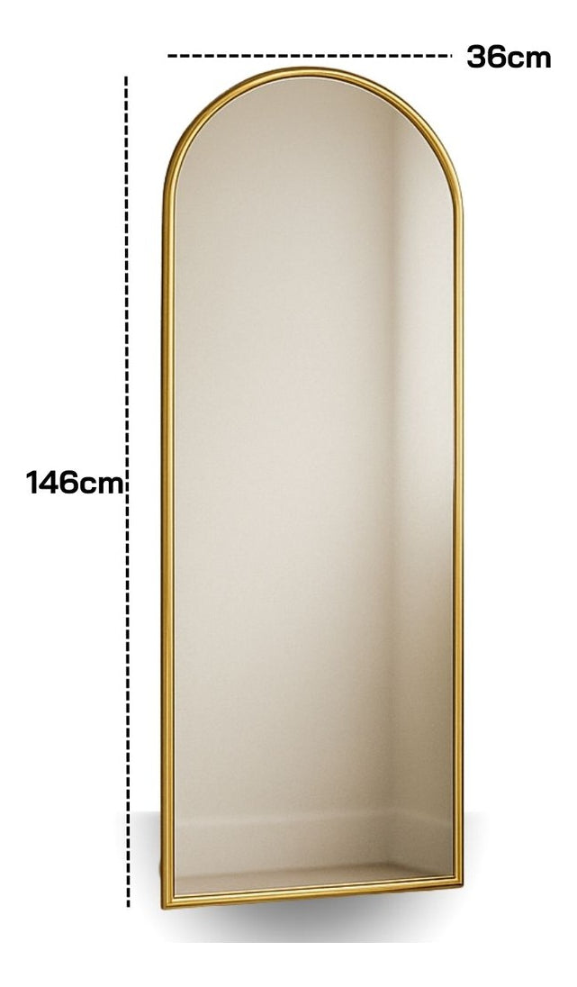 Espelho Corpo Inteiro 147x37 Cantos Arredondados Moldura Preta, Prata ou Dourado