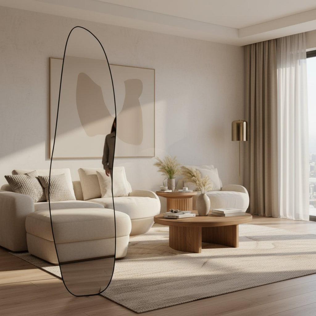 Espelho Corpo Inteiro 146x36cm Abstrato Moldura Colorida