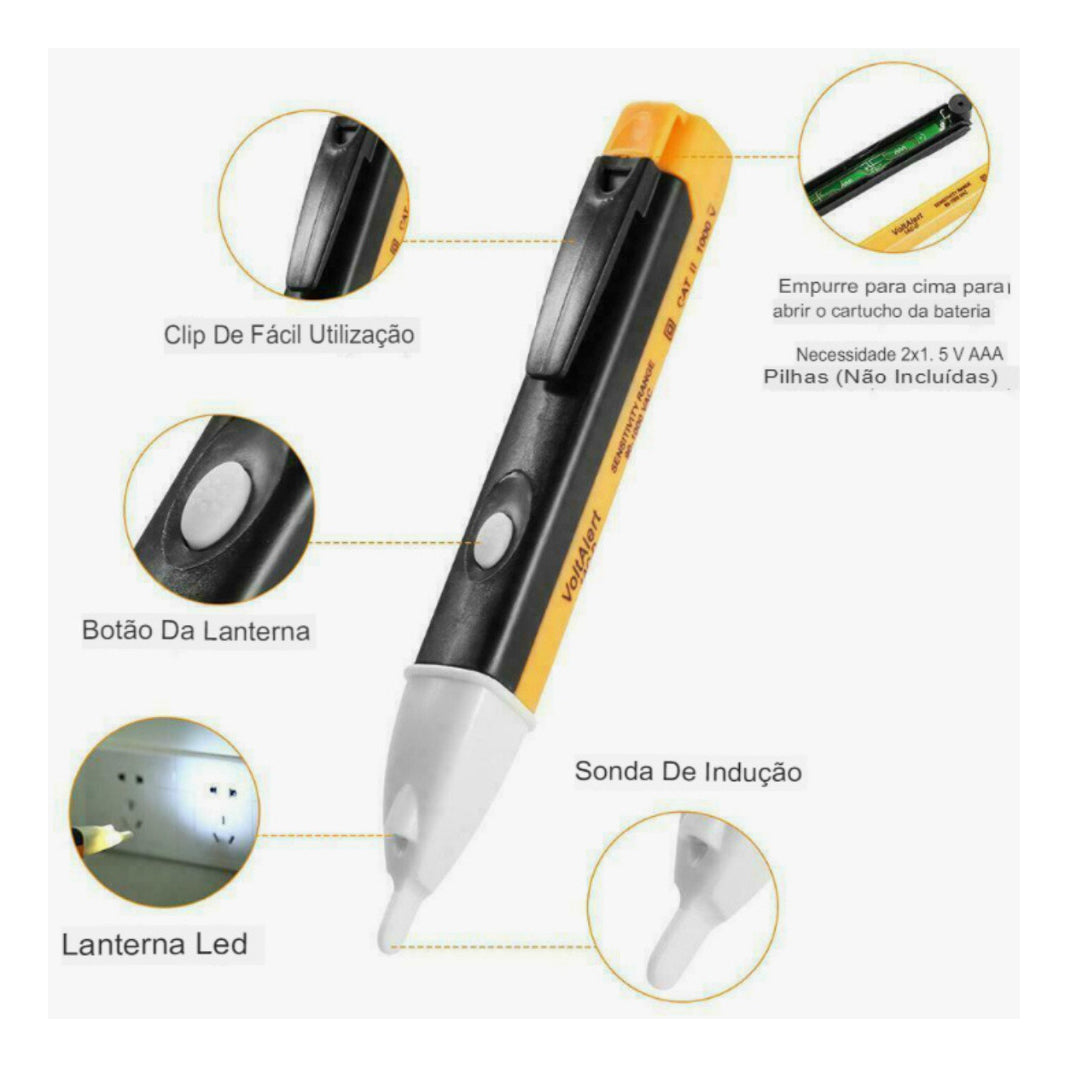 Caneta Teste Tensão 12-250v Elétrica Detectora Corrente Som