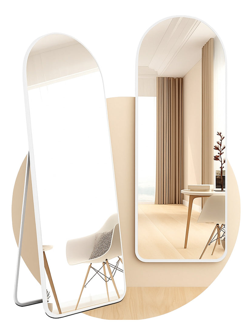 Espelho De Chão 160x50cm Oval Corpo Inteiro Moldura Alumínio