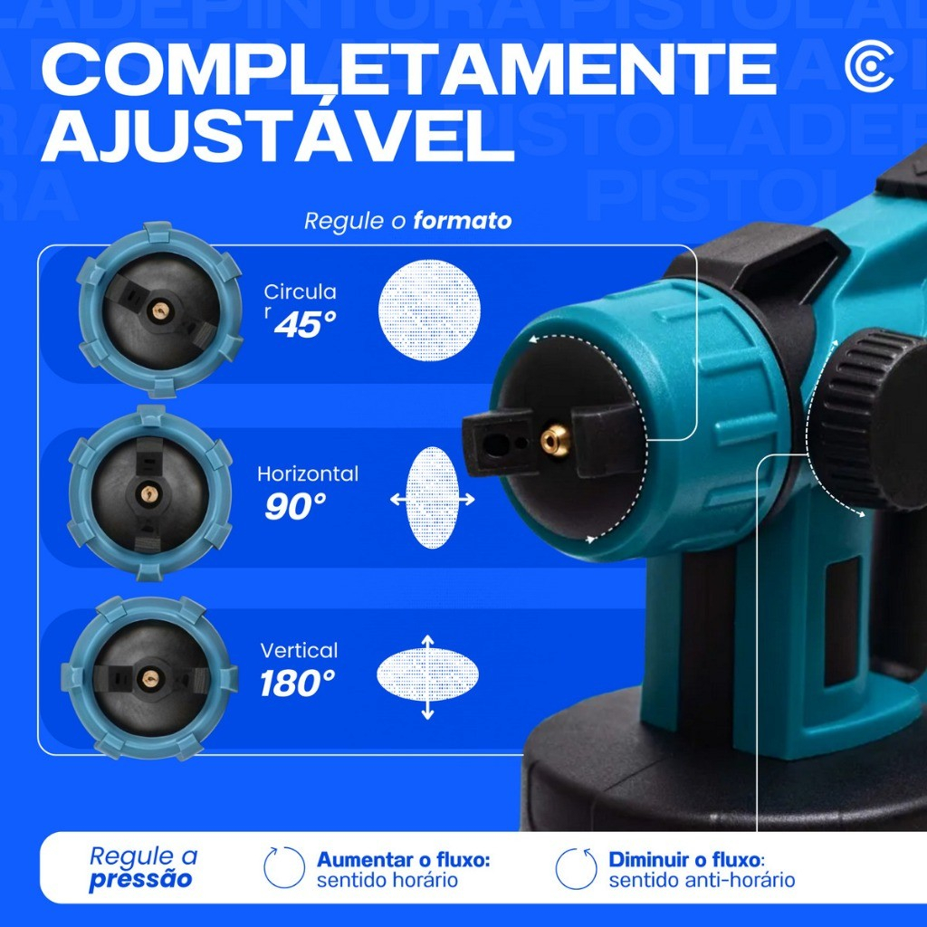 Pistola Pulverizadora 48V 400W 1000ml com 2 Baterias 1500mAh Azul para Pintura