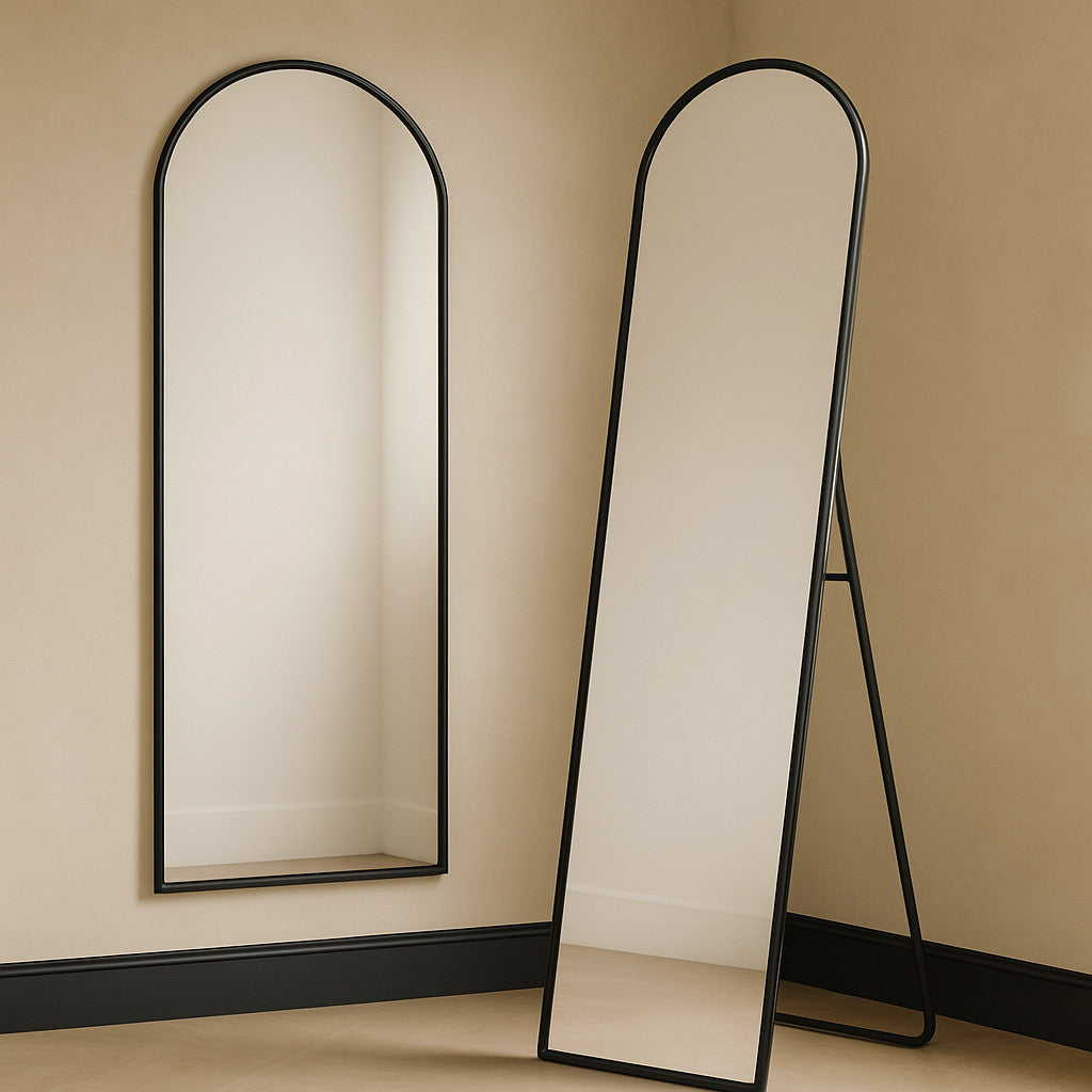 Espelho Corpo Inteiro 147x37 Cantos Arredondados Moldura Preta, Prata ou Dourado