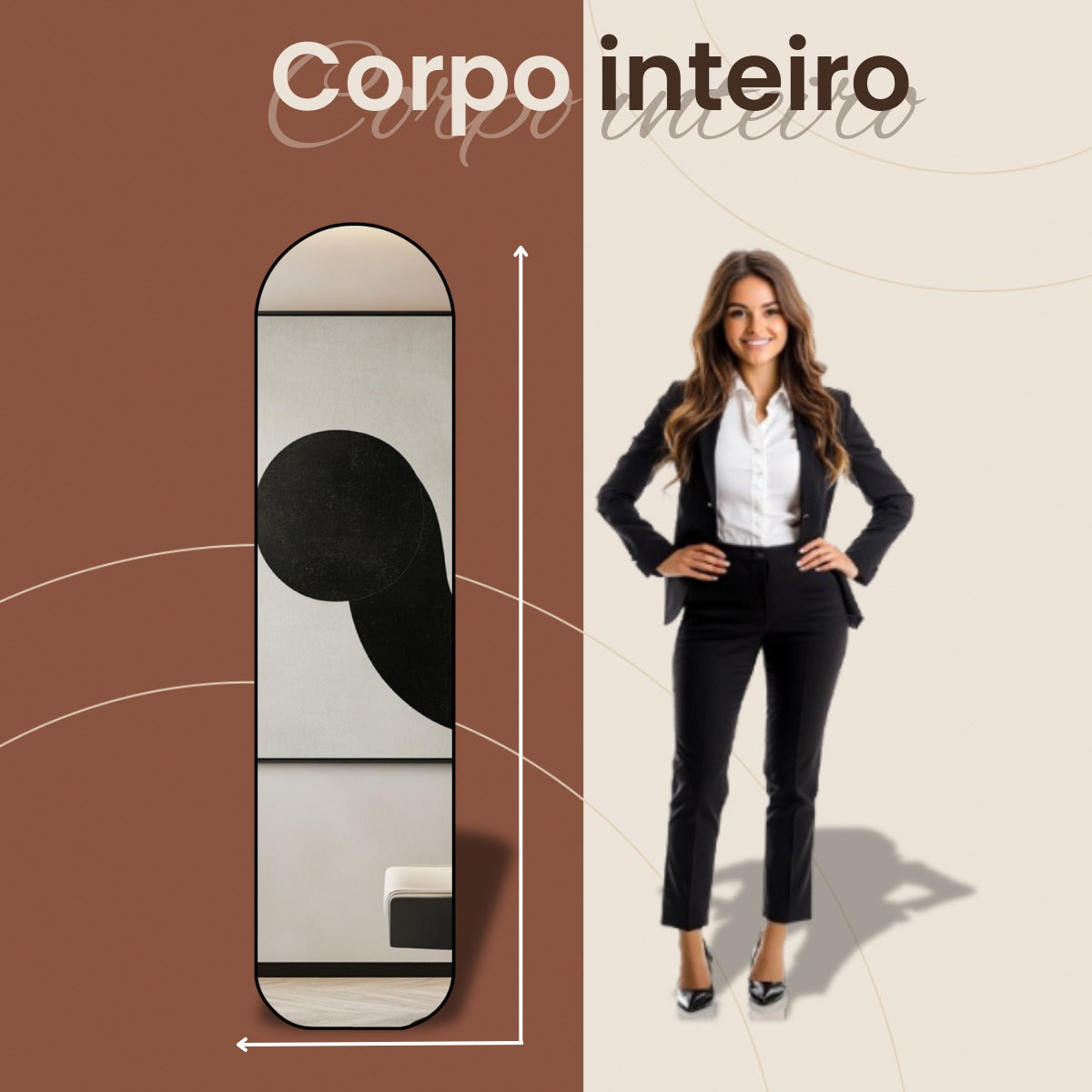 Espelho Chão Corpo Inteiro 146x36cm Modelo Capela Moldura Colorida - Uzy Shop